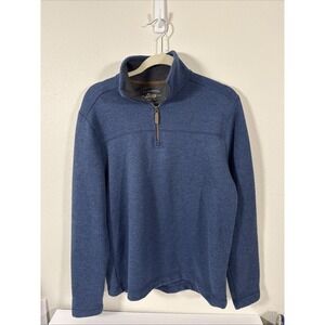 G‎ H Bass L/s 1/4 Zip Neck Men's Pullover Sweater Fleece Lines Med G2